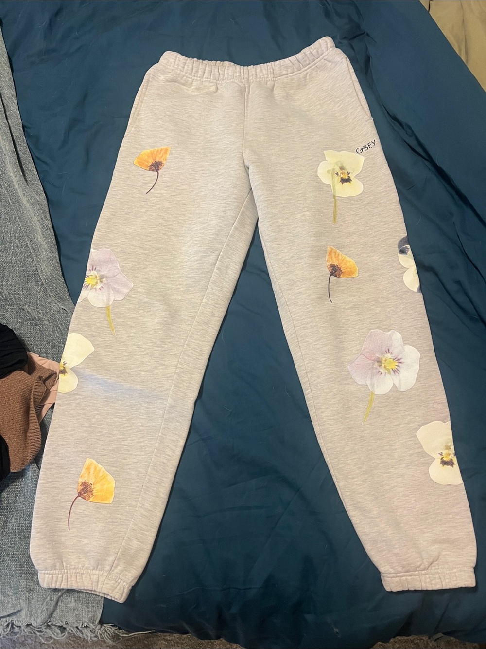 Obey Women’s Light Gray Floral Sweatpants